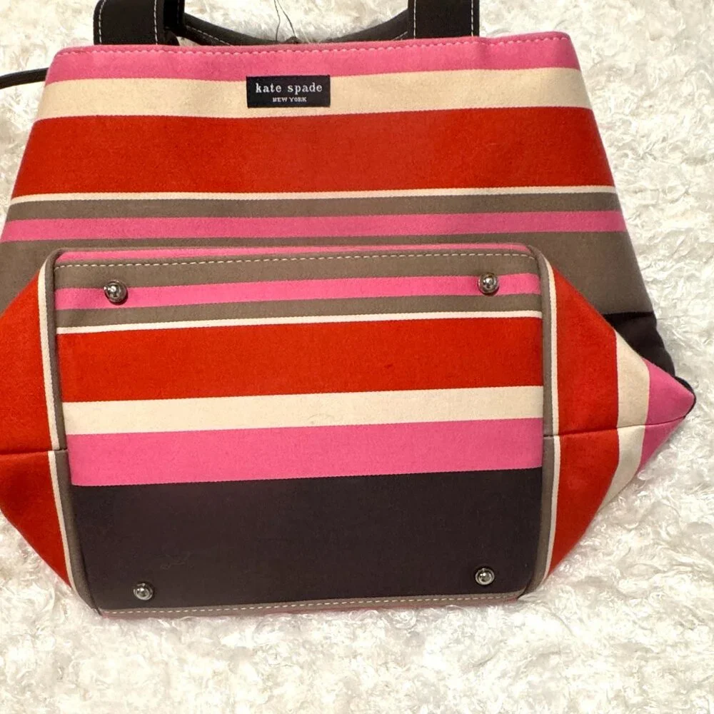 KATE SPADE ♠️ Vintage Classic Stripe BUNDLE Bucket, Cosmetic & Mules 8 N/Narrow